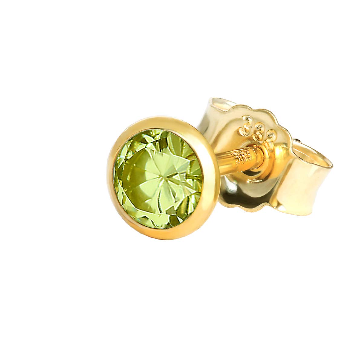 NKlaus single stud earrings genuine peridot gold alloy 4,0mm small earring 7997