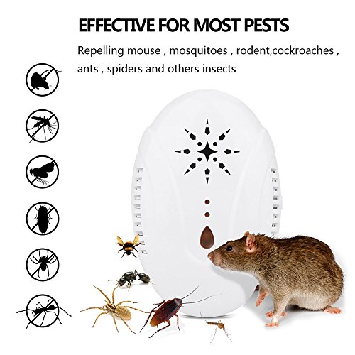 HiHydro White Ultrasonic Pest Repellent - Caffox Electronic Pest Control Plug In-Pest Repeller for Insect - Mice, Roaches, Bugs, fleas, Mosquitoes, Spiders, Cockroaches Ants and other Rodents