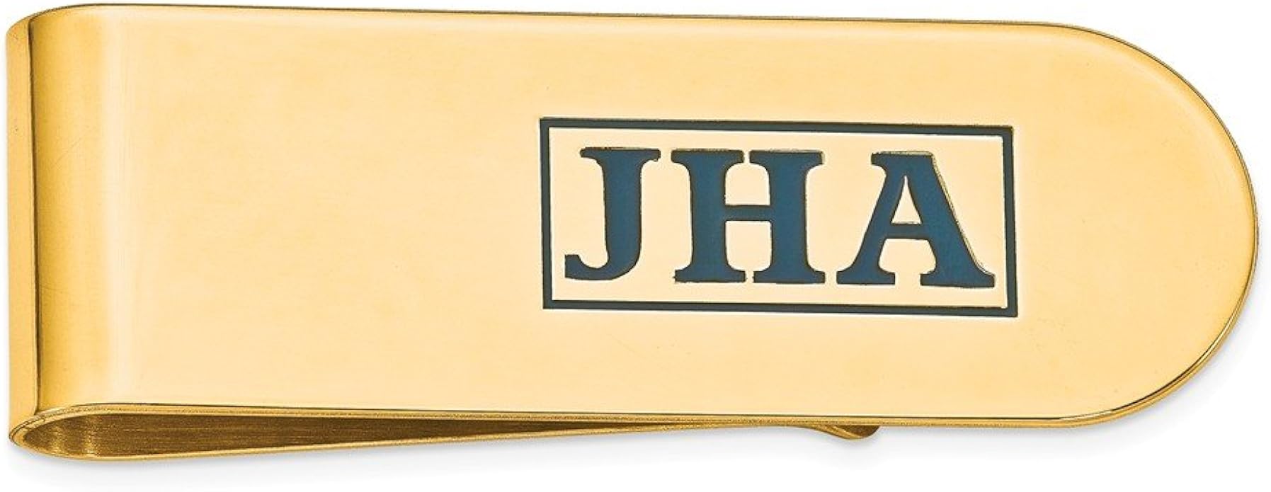 Amazon Com Solid 14k Yellow Gold Enameled Letters Monogram Slim Business Credit Card Holder Money Clip 54mm X 19mm Jewelry