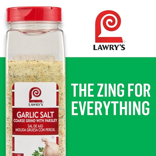 LAWRY’S COARSE GRIND GARLIC SALT WITH PARSLEY, 28 OZ – ONE 28 OUNCE CONTAINER OF GARLIC SALT AND PARSLEY SEASONING FOR BEEF, POULTRY, STIR-FRY AND PASTA