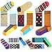 Men Formal Dress Socks Plus Size Colorful Stripe Combed Cotton Trouser Mid Calf Crew Business Socks 10-Pack