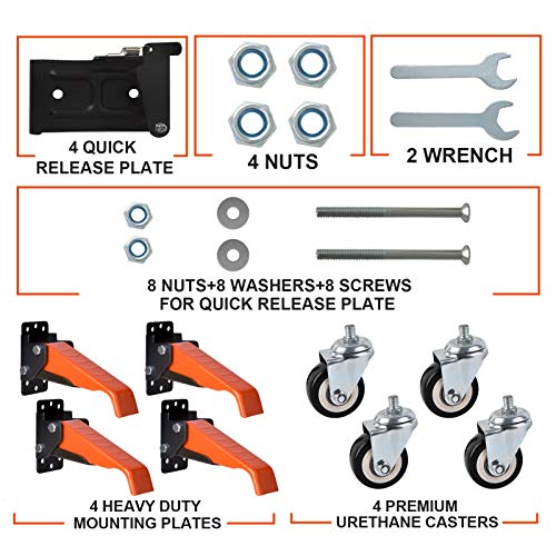 Ronlap Workbench Casters with QuickRelease Plates, 2.5" Heavy Duty