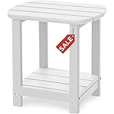Adirondack Square Outdoor Side Table,2-Tier Storage Patio Side Table, HDPE End Tables for Backyard Pool Porch Garden Lawn