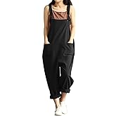 Lncropo Women's Plus Size Overalls Wide Leg Loose Baggy Jumpsuit Rompers