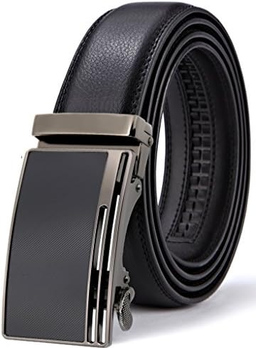 Alderman Men Belt-Leather Ratchet Belt for Men with Slide Buckle 1 3/8 Trim to Fit