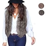 Sunward Women Faux Fur Waistcoat Vest Winter Warm Short Outerwear Jacket Coat