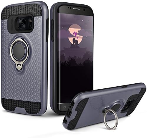 Galaxy S7 Case, MOMOTECH Dual Layer Armor Hybrid S7 Case Kickstand with Ring Holder Impact Resistant Shockproof Hard PC &amp; Soft TPU Bumper Heavy Duty Protection Defender for Samsung Galaxy S7 - Grey