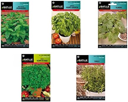 Semillas aromáticas lote 5 sobres (Hierbabuena, Albahaca, Cilantro ...