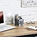 MyGift Vintage Gray Wood Desktop Caddy with 4 Compartments, Cubed Shaped Office Supply Pen Pencil Cup Holder Storage Box Organizer Bin with Slant Top