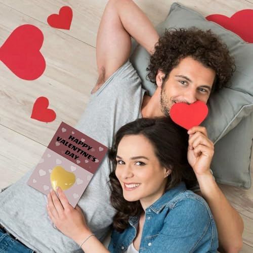 Valentines Cards With Heart, 24 Pieces Valentine'S Day Cards With Heart Shaped Crystals, Healing Crystals Heart Stones, Love Heart Gemstones For Lover, Valentine'S Day, Valentines Day Gift Ideas (A)