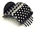 Mia Super Clamp | Super Strong, Contoured Comfortable Jaw Clamp | Hair Accessory with Hidden Spring | 3 Inches Long x 2.5 Wide | Navy Blue + White Polka Dot Print