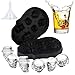 3D Skull Ice Mold, Easy Release and Fill Melt Slower Silicone Skull Ice Cube Tray, Makes Six Vivid Skulls,Cool and Funny Ice Skull，For Whiskey,Cocktails With Funnel(Black)