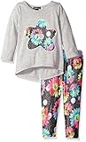 Limited Too Girls' Toddler Girls' 2 Piece Set Long Sleeve Top and Legging Pant, Heather Grey, 3T