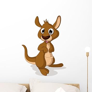 Amazoncom Wallmonkeys Cute Baby Kangaroo Cartoon Wall Decal Peel