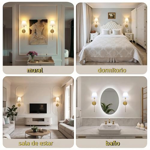 Nuevos Apliques de pared recargables (2 Piezas, 10000mAh c/u), 15 Colores, 10 Niveles de Brillo. Lamparas de pared inalámbricas con control remoto, perfectas como lámparas de pared interior de casas.