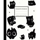 Composition Notebook: Cute Black Cat Pattern, 100 pages, College Ruled, 7.5"x9.25"