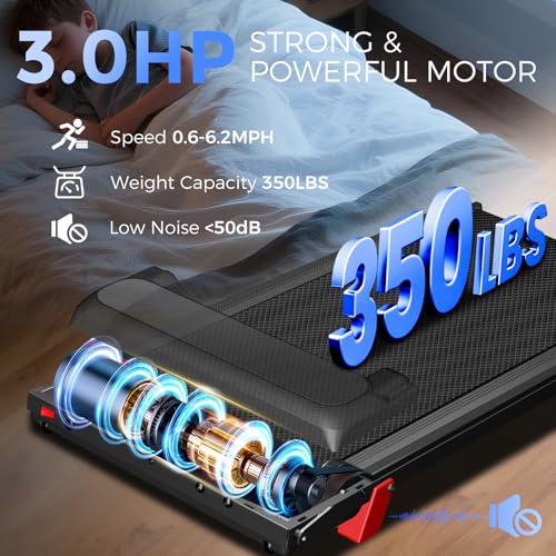 Treadmill with Incline 3-in-1 Portable Treadmills for Home Small, Incline Walking Pad Treadmill with Handle Bar, Walking Pad Foldable with 3.0HP Quiet Brushless, LED Dispay, 350LBS Capacity