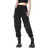 CLOAKA Cargo Pants Women Gothic Y2K High Waist Adjustable with Pockets Drawstring Street Techwear Jogger Sweatpants