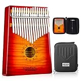 GECKO Kalimba 17 Key Thumb Piano with Hardshell Case Study Instruction Song Book Tuning Hammer for Kids Adult Beginners C Tone Tuned (Solid Curly Maple)