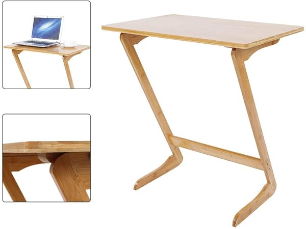 Zoternen Sofa Side End Laptop Table Z Shaped Bamboo Sofa Couch