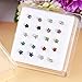 BODYA 20pcs Box Stainless Steel Colorful 4mm Crystals gems Flower Piercing Jewelry Nose Studs Rings Pins