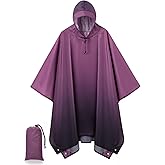 POWINSUN Hooded Rain Poncho for Adult, Waterproof Lightweight Raincoat for Hiking Camping