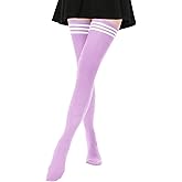AQOKKA Extra Long Thigh High Socks for Women Striped Over Knee Thigh Socks Long Boot Thigh High Stockings Leg Warmers
