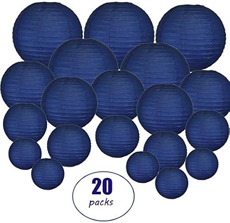 FriccoBB - Farol de papel (20 unidades, 15,2 x 30,5 cm), color azul