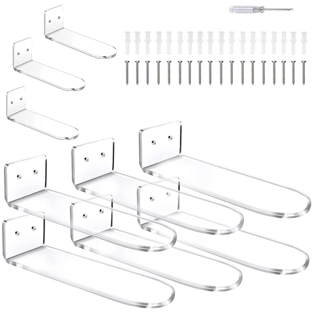 Srrrwunti 9 Pcs Clear Acrylic Floating Shelves for Wall Mount,Shoe Shelves Floating Sneaker Display Show Shelf