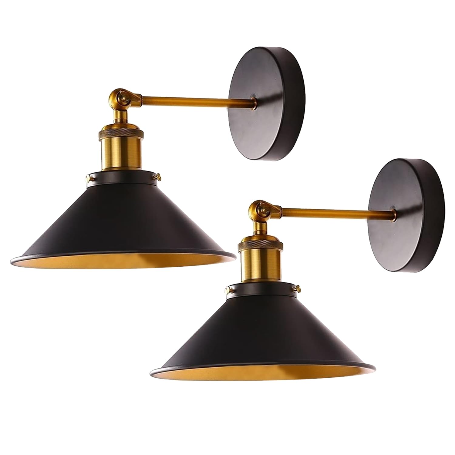 LEDSone Industrial Wall Light, Vintage Black Wall Sconce Adjustable Antique Wall Lighting E27 for Restaurants Galleries Aisle Kitchen Bedroom 2 Pack
