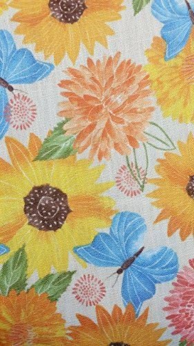 Spring Summer Floral Butterfly Tablecloth Wrinkle Registant Indoor/Outdoor (60 X 84 inch OVAL) by Harvest Season