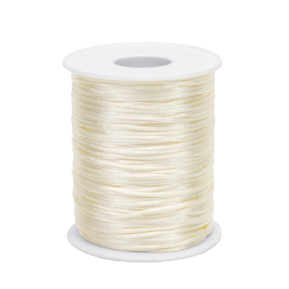 Photo 1 of 1.5 mm x 110 Yards Nylon Satin Cord Beading Braided Thread String for Chinese Lucky Knotting Rattail Macrame Necklaces Bracelets Jewelry Making (Off White)