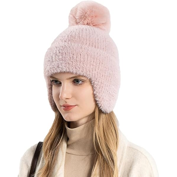 帽子 FLUFFY CHECK BUNNY EAR BEANIE Women Men Cute Long Ears Bunny Beanie Funny Hat Knit Hats