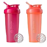 Blender Bottle Classic Loop Top Shaker Bottle, 28-Ounce 2-Pack, All Pink and Coral