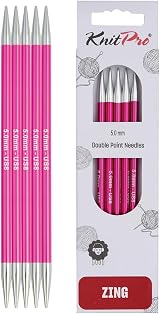 KnitPro Zing Double Pointed Needles 6" 5.00mm - Aluminium DPNs
