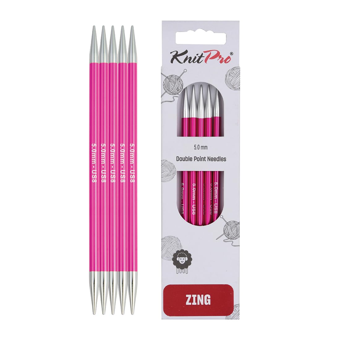 KnitPro Zing Double Pointed Needles 6" (15cm) | 5.00mm