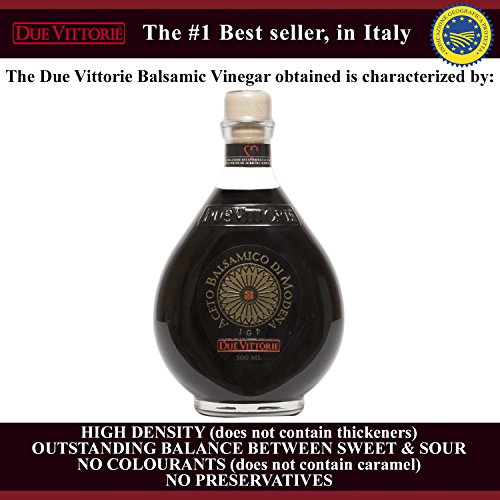 Due Vittorie Oro Gold Balsamic Vinegar of Modena in Glass Decanter - 500ml (2 pack) with Cork Pourer