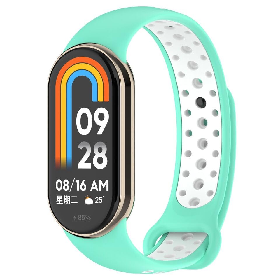 Panda Bobo Straps compatible with Xiaomi Mi Band 8/8 NFC, Mi Band 9/9 NFC Silicone Strap Sport Replacement Band (Teal+White) — image 1
