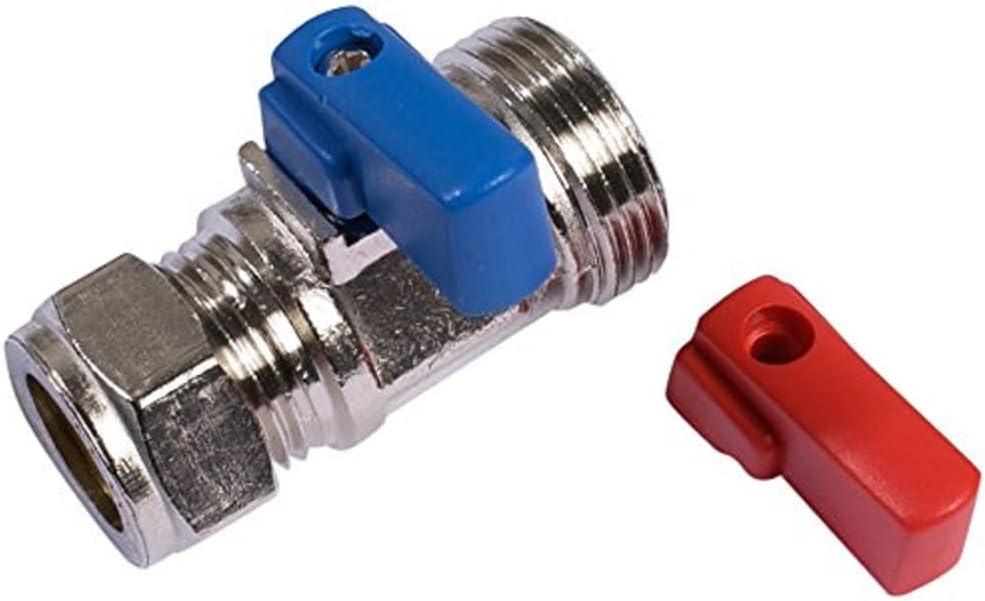 Merriway BH02052 Washing Machine Valve Hot Cold Straight Tap Connector Silver