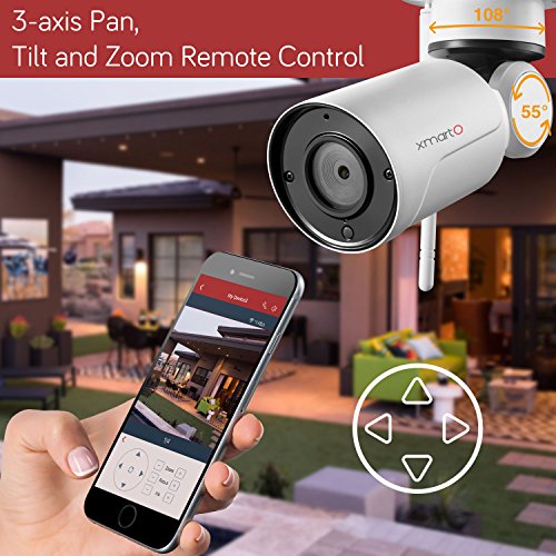 [PTZ & Built-in Mic] xmartO Add-on 960p HD Wireless Pan Tilt Outdoor Security IP Camera Audio, 180° Pan 55° Tilt Remote Control, 80ft IR Night Vision, 6mm Lens, 4X Digital Zoom - Thumbnail 2