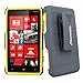 For Nokia Lumia 820 Cellularvilla™ 3pc 3rd Gen Hard and Soft Grey/Yellow Kickstand Case with Holster Clip (Only Fit Nokia Lumia 820) (Grey/Yellow)