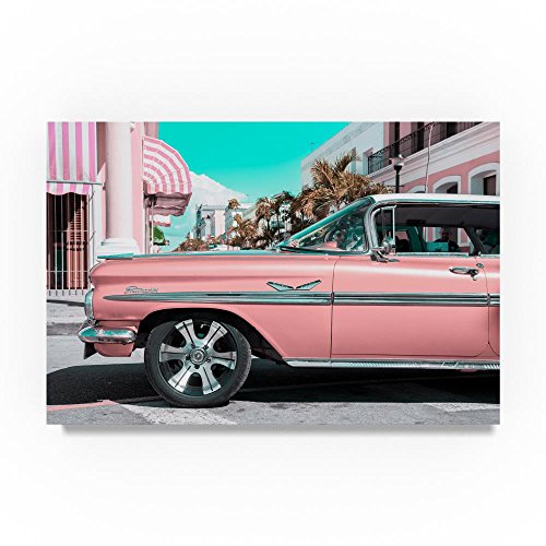 Vintage Pink Car by Philippe Hugonnard, 30x47-Inch Canvas Wall Art