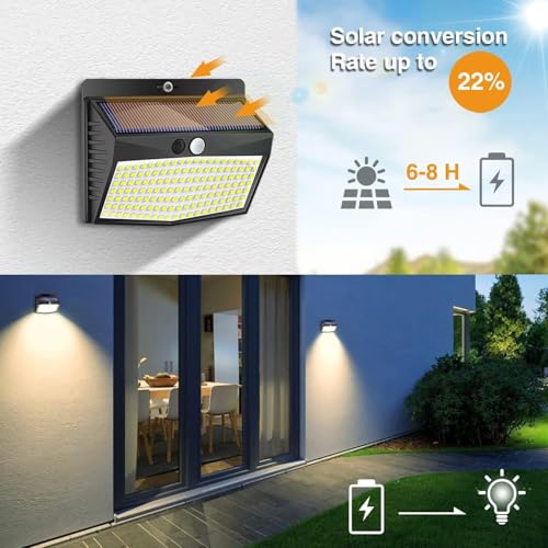 Peasur Solar Lights for Outdoor Use with Motion Sensor, [Pack of 3] Solar Lamp Outdoor 180° Super Bright Solar Light with Motion Sensor Security Wall Light 3 Modes IP65 Waterproof Wall Light Garden