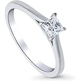 BERRICLE Sterling Silver Solitaire Wedding Engagement Promise Rings for Her, Cubic Zirconia Ring for Women - Emerald, Oval, Pear, Princess, Round Cut, Rose Gold Plated