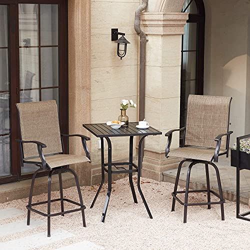 VICLLAX Outdoor Swivel Bar Stools AllWeather Counter Height Tall Patio Chair, Set of 2 for