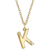 Semoya Softball Initial Necklace for Women Girls, 14K Gold Plated A-Z Letter Pendant Necklace Softball Baseball Mom Themed Jewelry Gifts