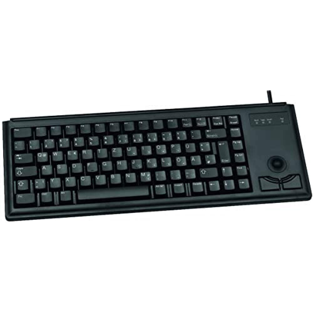 CHERRY Compact Keyboard G84-4400, international layout, QWERTY keyboard, wired keyboard, mechanical keyboard, ML mechanics, integrated optical trackball plus 2 mouse buttons, black