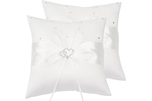 QIRMIZI 2 Pack Pearl Ring Pillow, Cushion, Bearer, Holder for Beach Wedding, Ceremony, Proposal