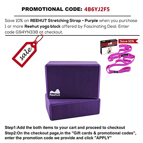REEHUT Yoga Blocks, 9"x6"x4" - High Density EVA Foam Blocks to Support and Deepen Poses, Improve Strength and Aid Balance and Flexibility - Lightweight, Odor Resistant (Purple, 9*6*4in-1pcs)