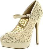 Mary Jane Crochet Platform Stiletto Heel Dress Pumps